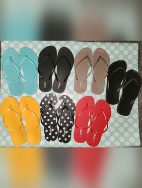 Womens Assorted Flip Flop Lot - Multi Color-all Size 8